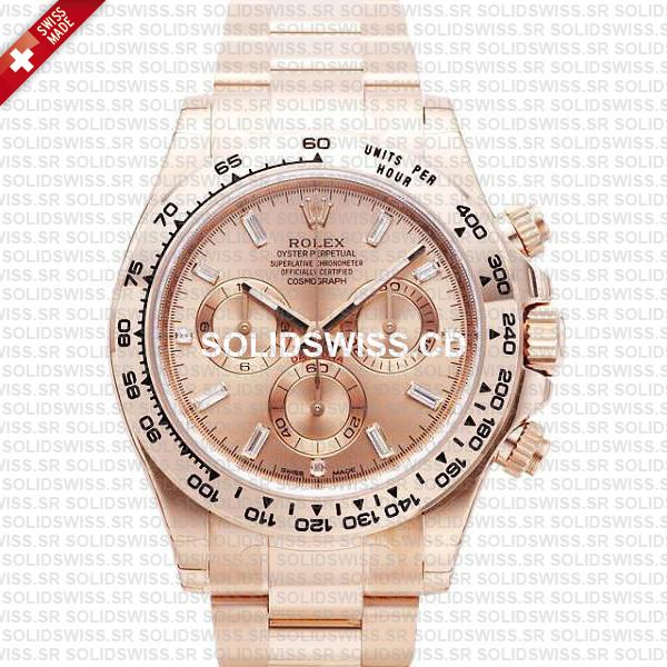 Rolex Daytona 18k Rose Gold Pink Diamond Dial 40mm Watch