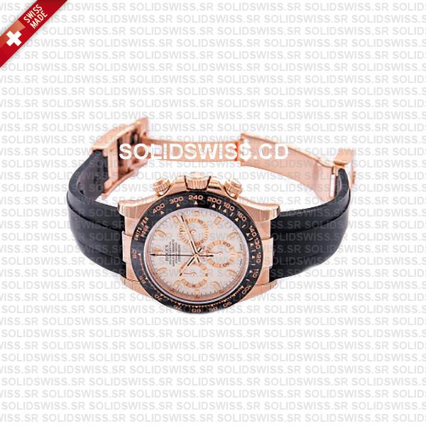 Rolex Cosmograph Daytona Rubber 18k Rose Gold Ivory Dial 40mm 116515ln Swiss Made Replica Watch