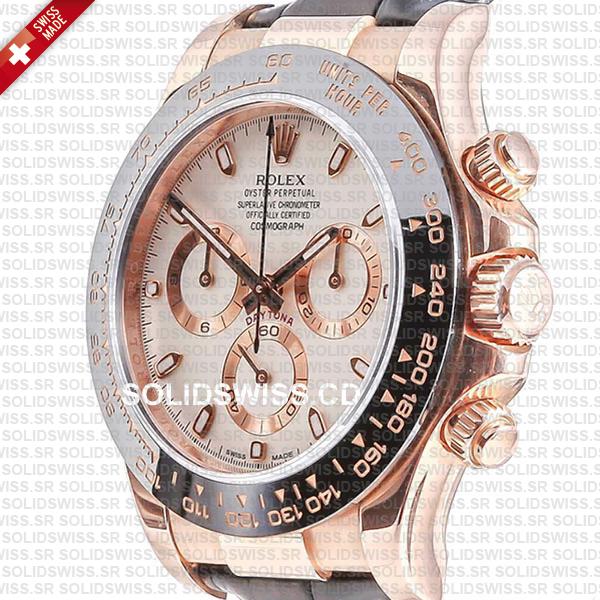 Rolex Cosmograph Daytona Rubber 18k Rose Gold Ivory Dial 40mm 116515ln Swiss Made Replica Watch