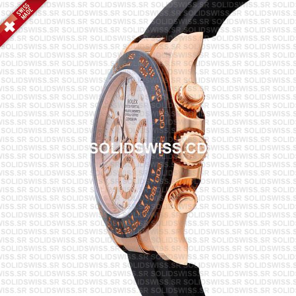 Rolex Cosmograph Daytona Rubber 18k Rose Gold Ivory Dial 40mm 116515ln Swiss Made Replica Watch