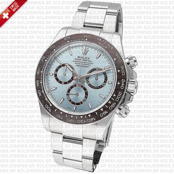 Rolex Cosmograph Daytona Platinum Ref.126506 Ice Blue Dial Stick Markers 40mm Cal.4131 Swiss Replica Super Clone New 2024 Model