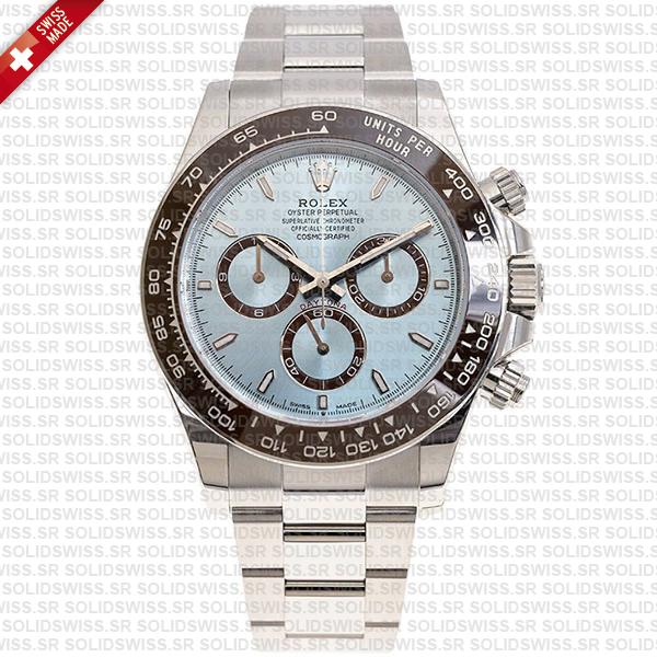 Rolex Cosmograph Daytona Platinum Ref.126506 Ice Blue Dial Stick Markers 40mm Cal.4131 Swiss Replica Super Clone New 2024 Model
