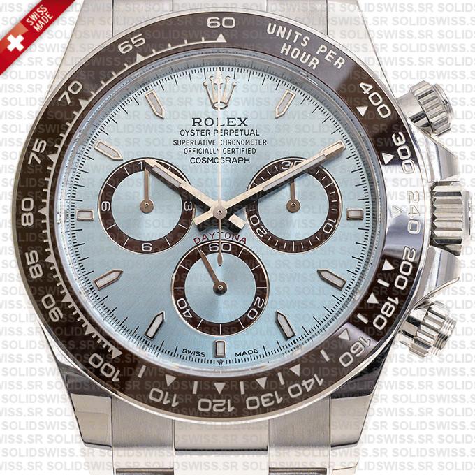 Rolex Cosmograph Daytona Platinum Ref.126506 Ice Blue Dial Stick Markers 40mm Cal.4131 Swiss Replica Super Clone New 2024 Model