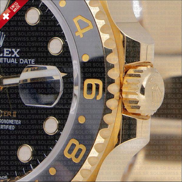 Rolex Gmt-master Ii Jubilee 18k Yellow Gold Black Dial Ceramic Bezel 40mm Swiss Made Replica Superclone Watch Ref.126718grnr
