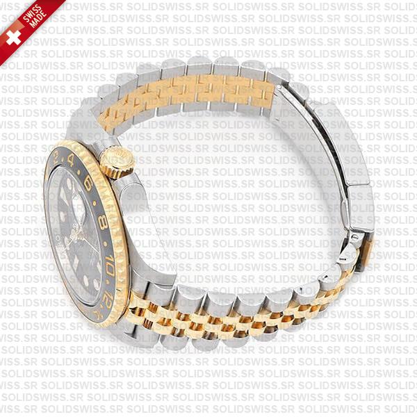 Rolex Gmt-master Ii Jubilee 2tone 18k Yellow Gold/904l Steel Black Dial Ceramic Bezel 40mm Swiss Made Replica Superclone Watch Ref.126713grnr