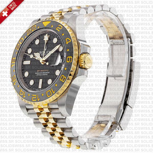 Rolex Gmt-master Ii Jubilee 2tone 18k Yellow Gold/904l Steel Black Dial Ceramic Bezel 40mm Swiss Made Replica Superclone Watch Ref.126713grnr