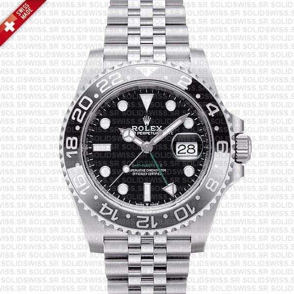 Rolex Gmt-master Ii Black/grey Ceramic Bezel 904l Steel Jubilee Bracelet 40mm 126710grnr Swiss Made Replica Super Clone