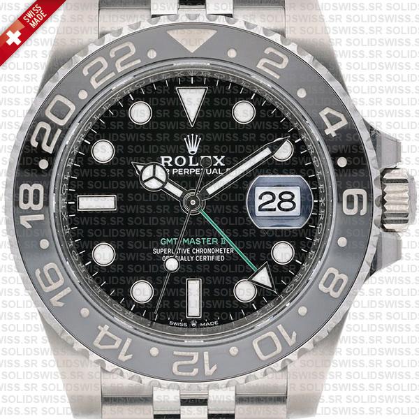 Rolex Gmt-master Ii Black/grey Ceramic Bezel 904l Steel Jubilee Bracelet 40mm 126710grnr Swiss Made Replica Super Clone