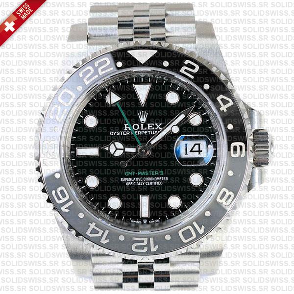Rolex Gmt-master Ii Black/grey Ceramic Bezel 904l Steel Jubilee Bracelet 40mm 126710grnr Swiss Made Replica Super Clone