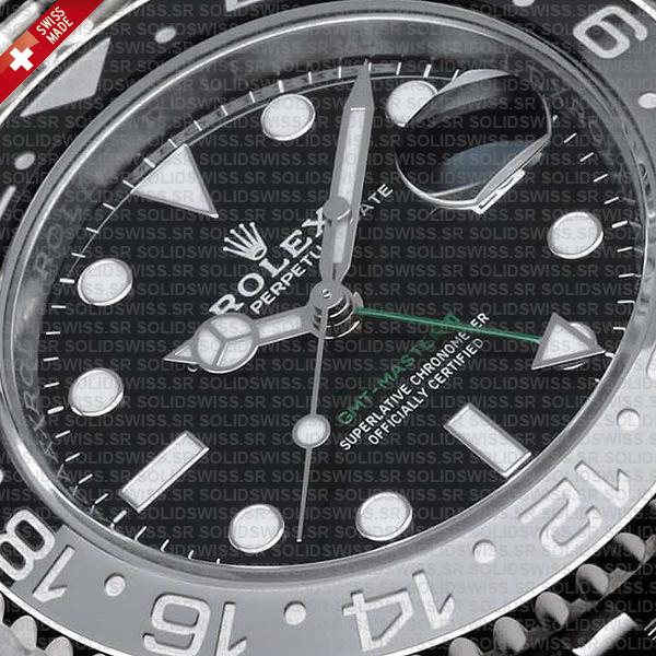 Rolex Gmt-master Ii Black/grey Ceramic Bezel 904l Steel Jubilee Bracelet 40mm 126710grnr Swiss Made Replica Super Clone