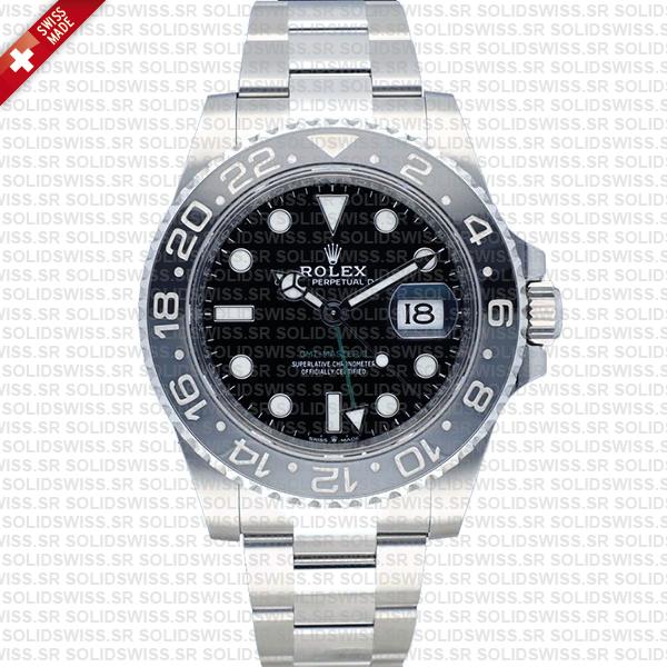 Rolex Gmt-master Ii Black/grey Ceramic Bezel 904l Steel Oyster Bracelet 40mm 126710grnr Swiss Made Replica Super Clone