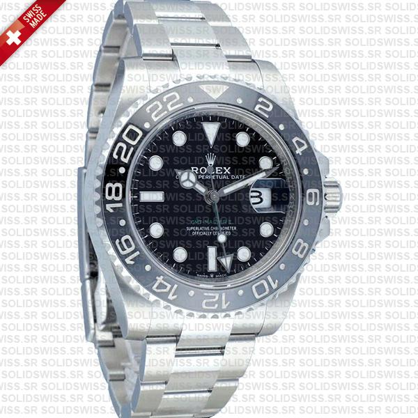 Rolex Gmt-master Ii Black/grey Ceramic Bezel 904l Steel Oyster Bracelet 40mm 126710grnr Swiss Made Replica Super Clone