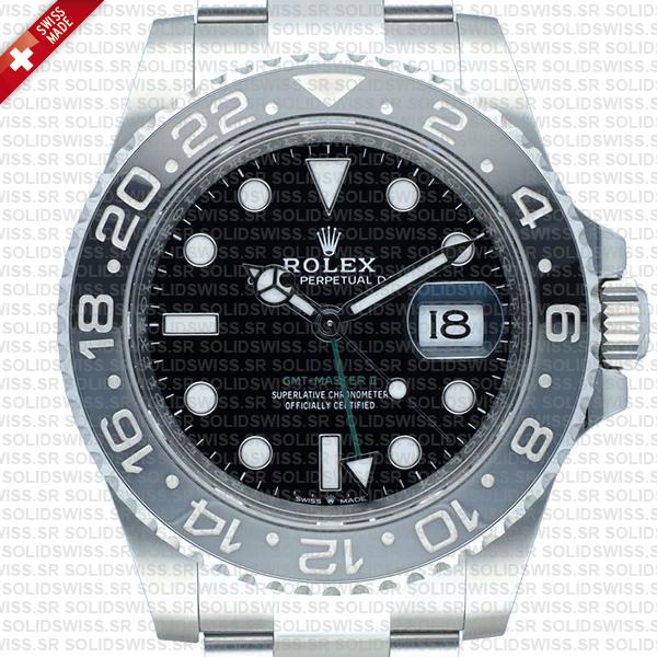 Rolex Gmt-master Ii Black/grey Ceramic Bezel 904l Steel Oyster Bracelet 40mm 126710grnr Swiss Made Replica Super Clone
