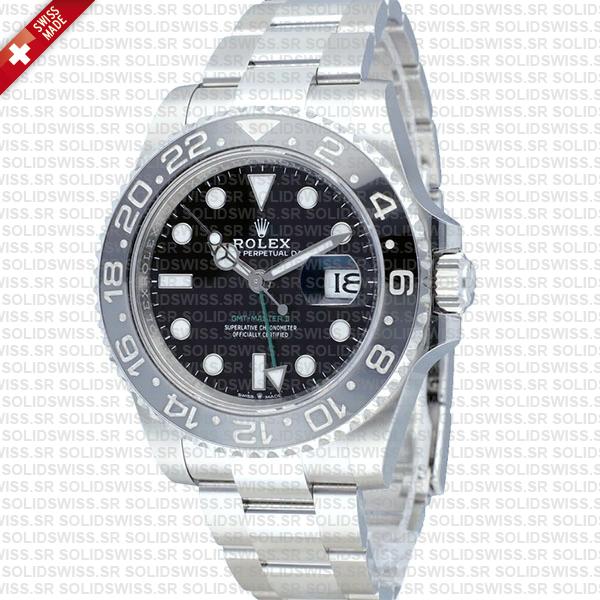 Rolex Gmt-master Ii Black/grey Ceramic Bezel 904l Steel Oyster Bracelet 40mm 126710grnr Swiss Made Replica Super Clone