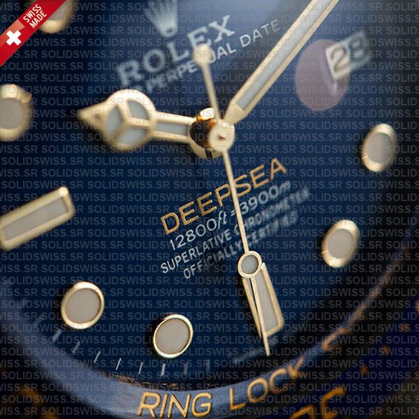 Rolex Deepsea Gold Blue Dial Ceramic Bezel 18k Yellow Gold Wrap 904l Steel 44mm 136668lb Swiss Made Replica Super Clone
