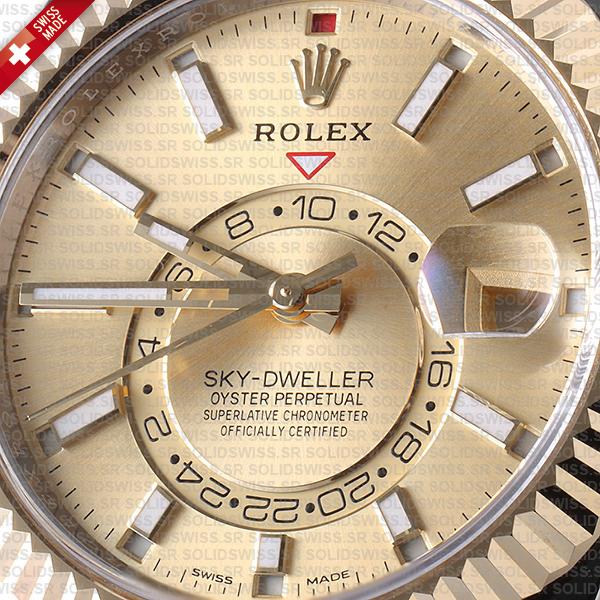 Rolex Sky-dweller 2-tone Oyster 18k Yellow Gold 904l Steel Gold Dial 42mm Ref.326933 Swiss Made Replica Super Clone