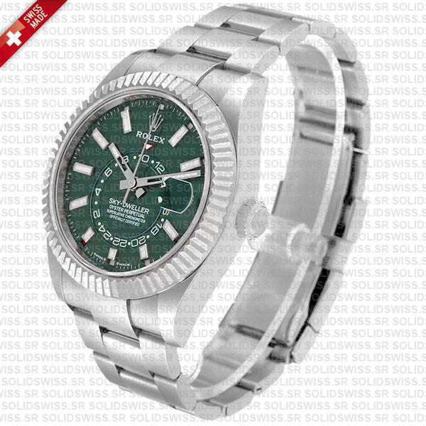 Rolex Sky-dweller 904l Steel 18k White Gold Green Dial Stick Markers 42mm Ref:336934 Swiss Replica Super Clone