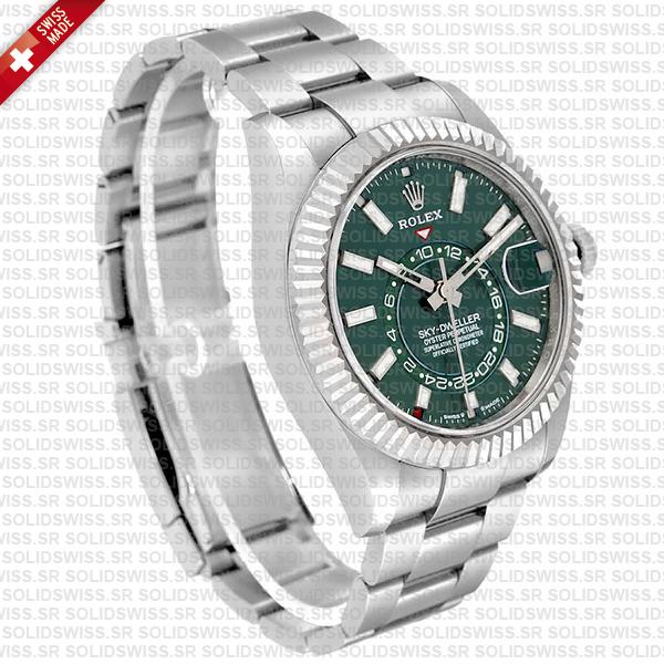 Rolex Sky-dweller 904l Steel 18k White Gold Green Dial Stick Markers 42mm Ref:336934 Swiss Replica Super Clone