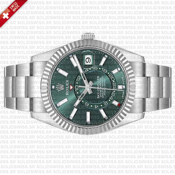 Rolex Sky-dweller 904l Steel 18k White Gold Green Dial Stick Markers 42mm Ref:336934 Swiss Replica Super Clone