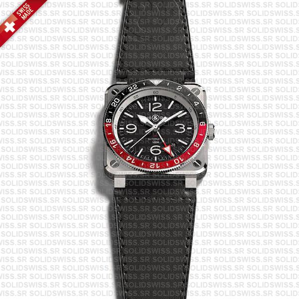 Bell & Ross Br03-93 Gmt Black And Red Bezel Steel Swiss Replica