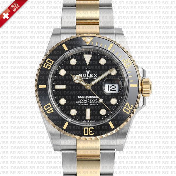 rolex submariner 41mm 2tone black ceramic swiss replica