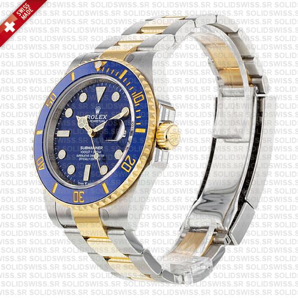 Rolex Submariner 2 Tone Yellow Gold, 904L Steel Blue Diamond Dial