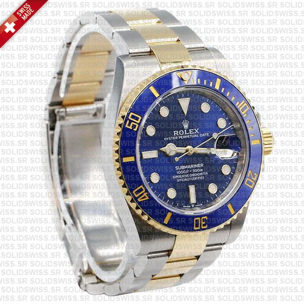 Rolex Submariner 2 Tone 18k Yellow Gold, 904L Steel Blue Diamond Dial Replica Watch