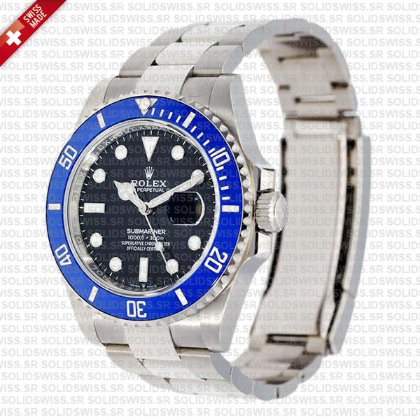 Rolex Submariner 41mm 904L Steel 18K White Gold Wrap