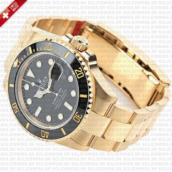 Rolex Submariner 41mm 18k Yellow Gold Wrapped 904l Steel Black Dial Ceramic Bezel 126618ln Swiss Replica Watch
