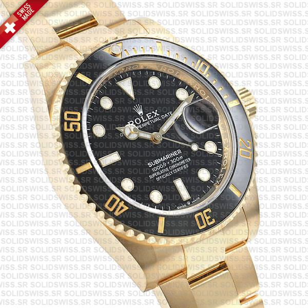 Rolex Submariner 41mm 18k Yellow Gold Wrapped 904l Steel Black Dial Ceramic Bezel 126618ln Swiss Replica Watch