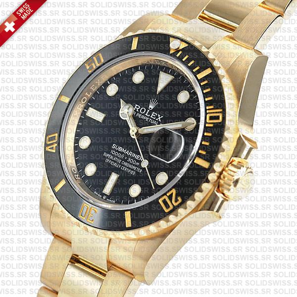 Rolex Submariner 41mm 18k Yellow Gold Wrapped 904l Steel Black Dial Ceramic Bezel 126618ln Swiss Replica Watch