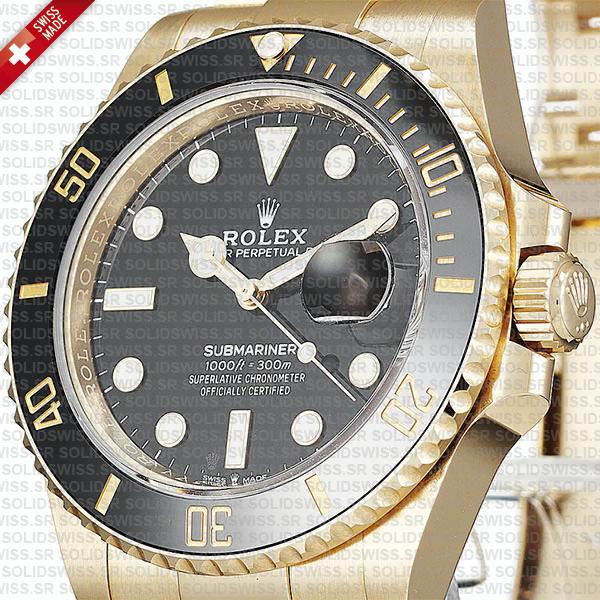 Rolex Submariner 41mm 18k Yellow Gold Wrapped 904l Steel Black Dial Ceramic Bezel 126618ln Swiss Replica Watch