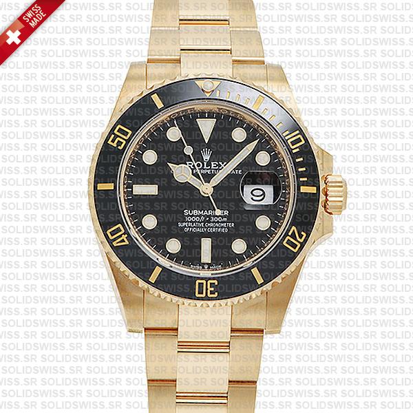 Rolex Submariner 41mm 18k Yellow Gold Wrapped 904l Steel Black Dial Ceramic Bezel 126618ln Swiss Replica Watch