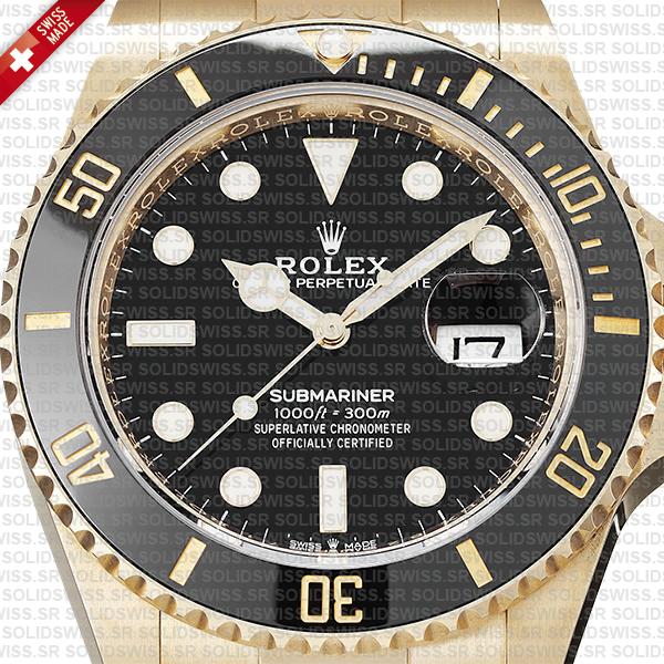 Rolex Submariner 41mm 18k Yellow Gold Wrapped 904l Steel Black Dial Ceramic Bezel 126618ln Swiss Replica Watch
