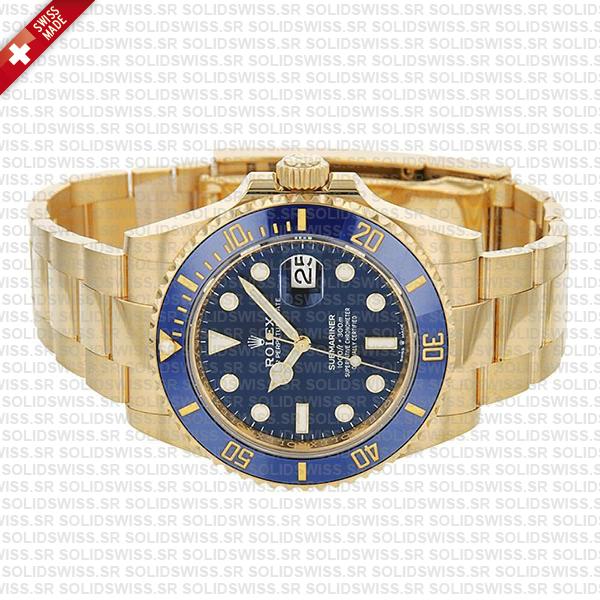 Rolex Submariner 41mm 18k Yellow Gold 904l Steel Wrap Blue Dial Ceramic Bezel 126618lb Swiss Replica Watch