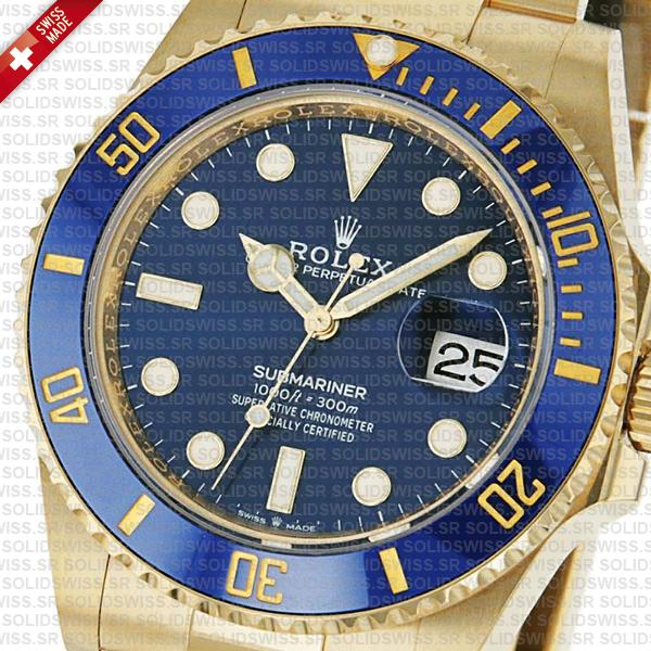 Rolex Submariner 41mm 18k Yellow Gold 904l Steel Wrap Blue Dial Ceramic Bezel 126618lb Swiss Replica Watch