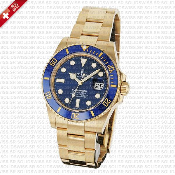 Rolex Submariner 41mm 18k Yellow Gold 904l Steel Wrap Blue Dial Ceramic Bezel 126618lb Swiss Replica Watch