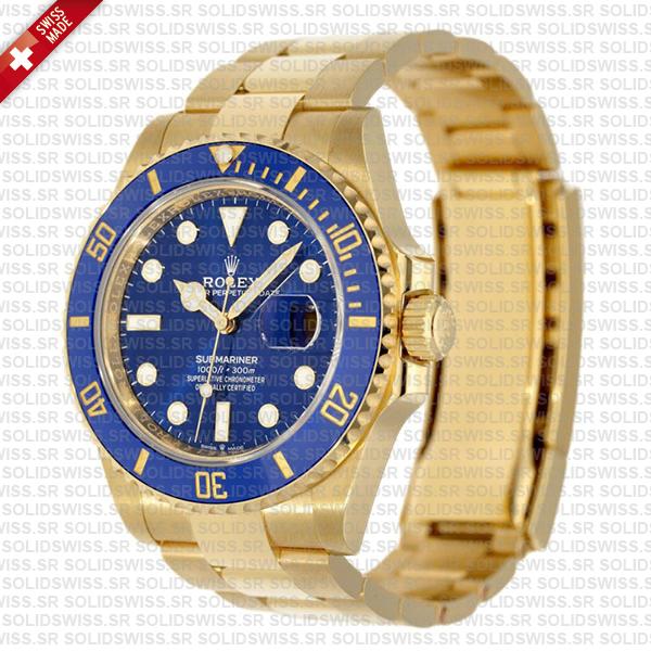 Rolex Submariner 41mm 18k Yellow Gold 904l Steel Wrap Blue Dial Ceramic Bezel 126618lb Swiss Replica Watch