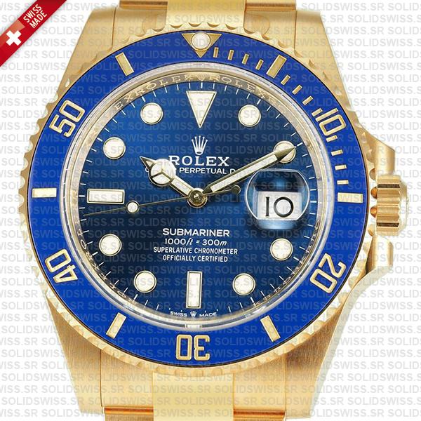 Rolex Submariner 41mm 18k Yellow Gold 904l Steel Wrap Blue Dial Ceramic Bezel 126618lb Swiss Replica Watch
