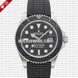 Rolex Yacht-Master White Gold Black Dial Rubber Strap Watch