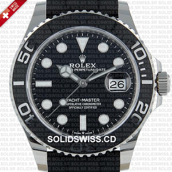Rolex Yacht-Master 18k White Gold 904L Stainless Steel Black Ceramic Bezel 42mm Replica