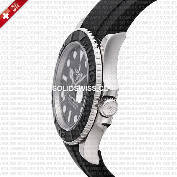 Rolex Yacht-Master White Gold Black Dial Rubber Strap