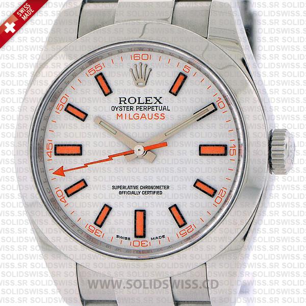 Rolex Milgauss Stainless Steel White Dial Swiss Replica