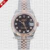 Rolex Datejust Two-Tone 18k Rose Gold Stainless Steel Black Diamond Dial