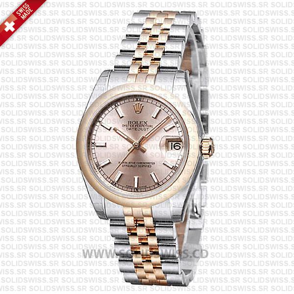 Rolex Datejust Ladies Two-Tone 18k Rose Gold Pink Dial 31mm with 904L Stainless Steel Jubilee Bracelet