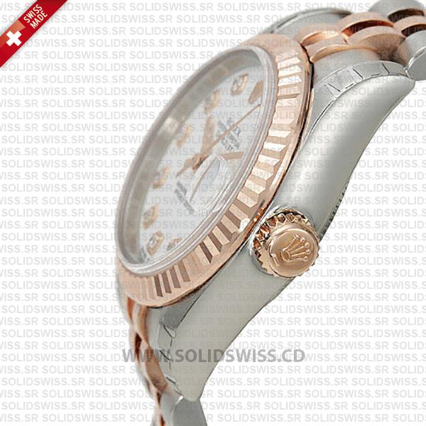 Rolex Datejust 18k Rose Gold Two-Tone White Dial Replica