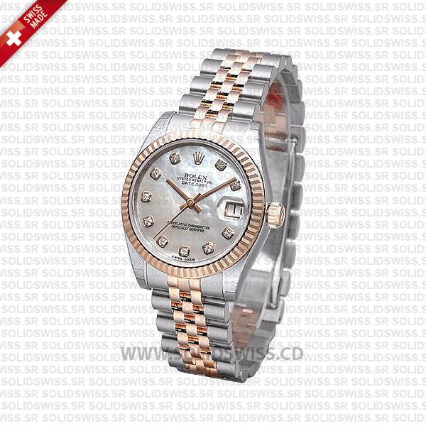 Rolex Datejust 31mm Two-Tone Rose Gold Swiss Replica Watch