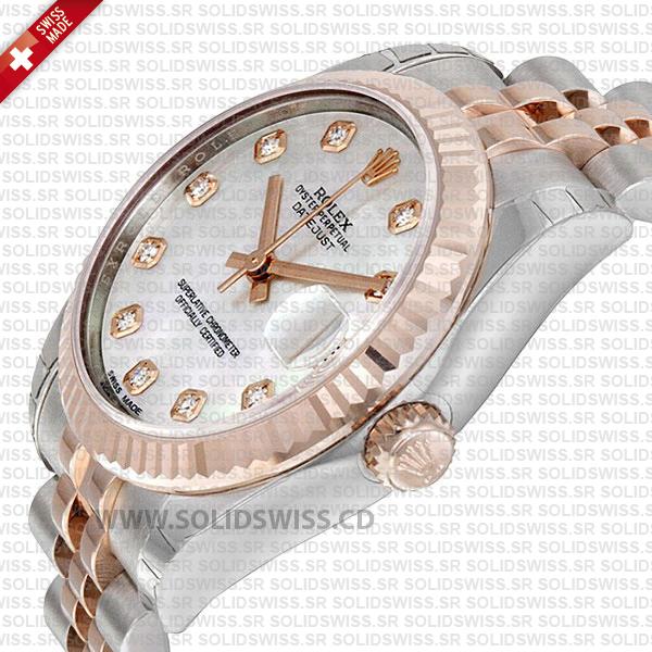 Rolex Datejust 31mm White Mother of Pearl Two-Tone 18k Rose Gold