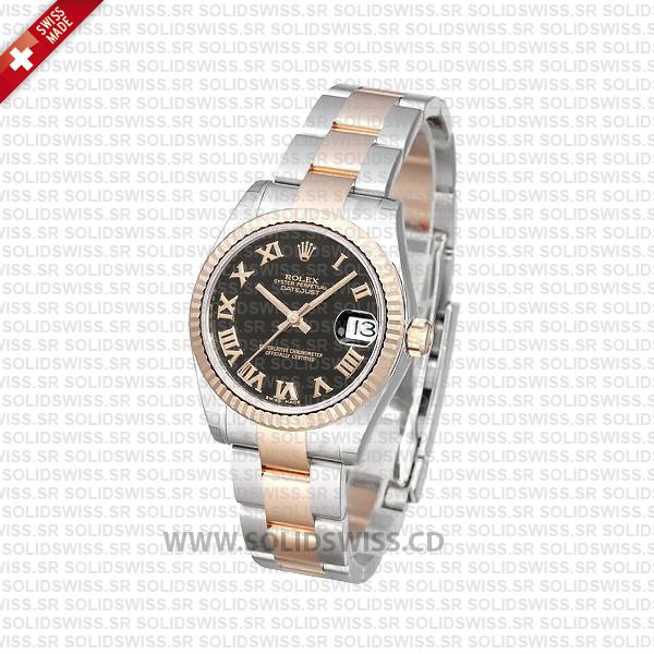 Rolex Datejust 31mm Two-Tone Black Roman Dial Swiss Watch