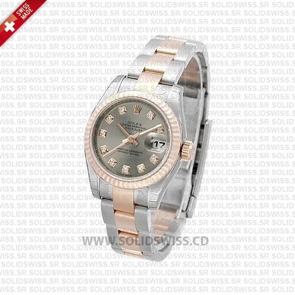 Rolex Datejust Two-Tone 31mm Oyster Grey Dial Replica Watch